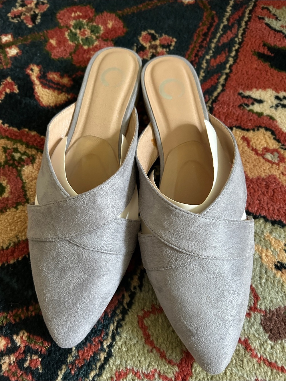Women's Pointed Toe Slip-On Mule in Light Gray